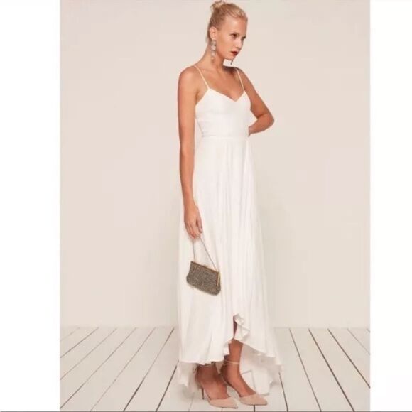 Reformation Sorrento Midi White Dress High Low Size 0 - Picture 5 of 11
